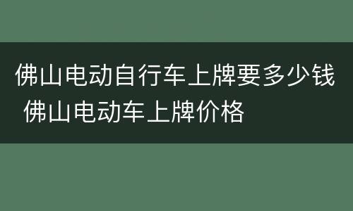 佛山电动自行车上牌要多少钱 佛山电动车上牌价格