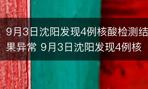9月3日沈阳发现4例核酸检测结果异常 9月3日沈阳发现4例核酸检测结果异常