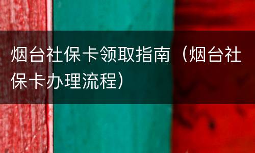 烟台社保卡领取指南（烟台社保卡办理流程）