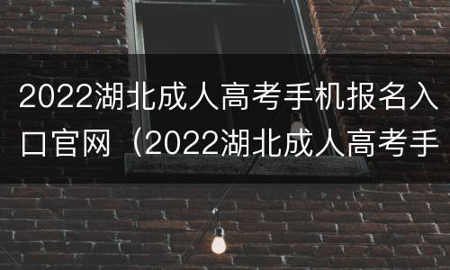 2022湖北成人高考手机报名入口官网（2022湖北成人高考手机报名入口官网公告）