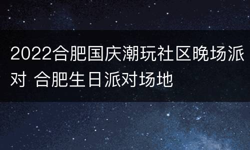 2022合肥国庆潮玩社区晚场派对 合肥生日派对场地