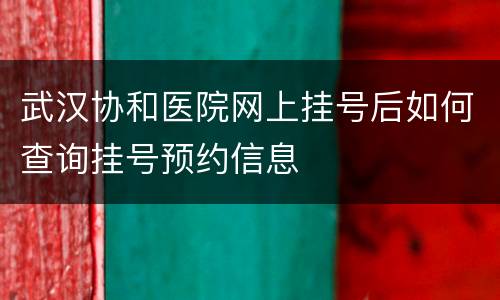 武汉协和医院网上挂号后如何查询挂号预约信息