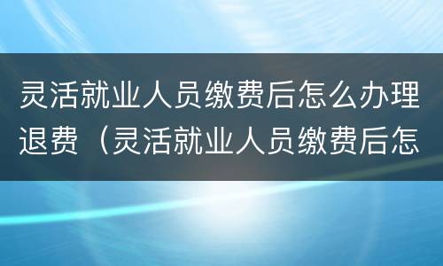 灵活就业人员缴费后怎么办理退费（灵活就业人员缴费后怎么办理退费申请）