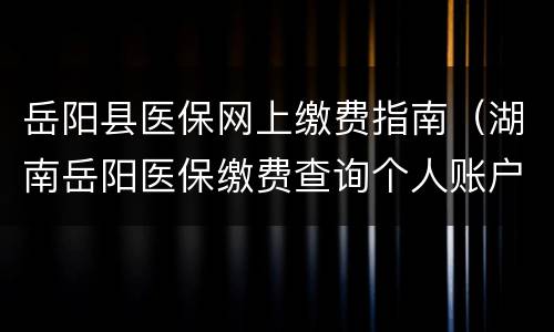 岳阳县医保网上缴费指南（湖南岳阳医保缴费查询个人账户）