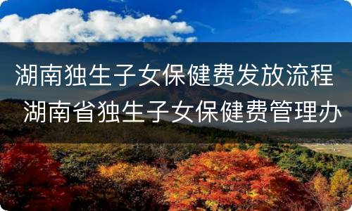 湖南独生子女保健费发放流程 湖南省独生子女保健费管理办法
