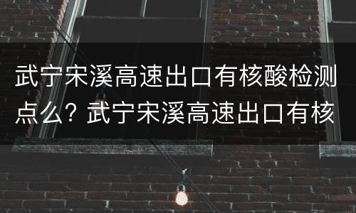 武宁宋溪高速出口有核酸检测点么? 武宁宋溪高速出口有核酸检测点么