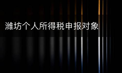 潍坊个人所得税申报对象