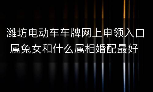 潍坊电动车车牌网上申领入口 属兔女和什么属相婚配最好
