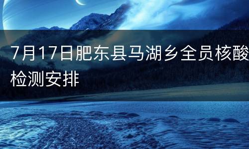 7月17日肥东县马湖乡全员核酸检测安排
