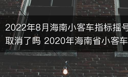 2022年8月海南小客车指标摇号取消了吗 2020年海南省小客车摇号政策