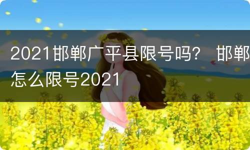 2021邯郸广平县限号吗？ 邯郸怎么限号2021