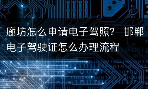 廊坊怎么申请电子驾照？ 邯郸电子驾驶证怎么办理流程