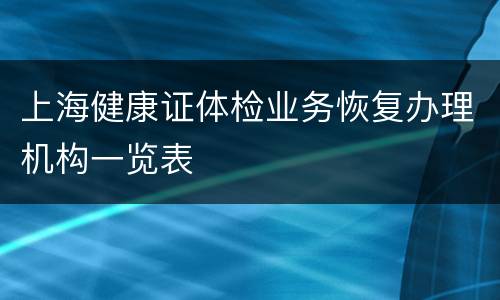 上海健康证体检业务恢复办理机构一览表