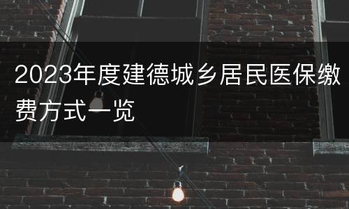 2023年度建德城乡居民医保缴费方式一览