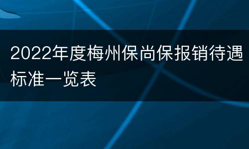 2022年度梅州保尚保报销待遇标准一览表