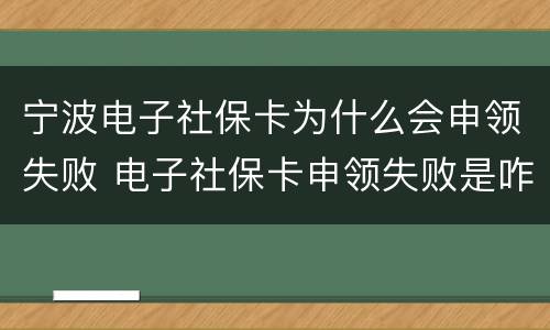宁波电子社保卡为什么会申领失败 电子社保卡申领失败是咋回事