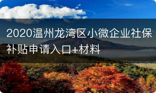 2020温州龙湾区小微企业社保补贴申请入口+材料