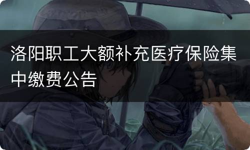 洛阳职工大额补充医疗保险集中缴费公告