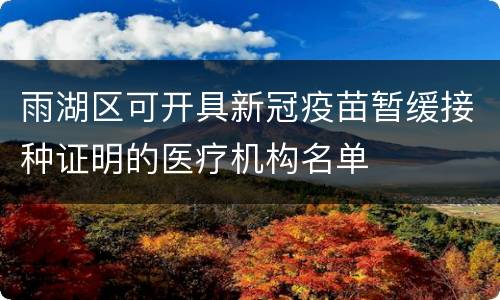 雨湖区可开具新冠疫苗暂缓接种证明的医疗机构名单