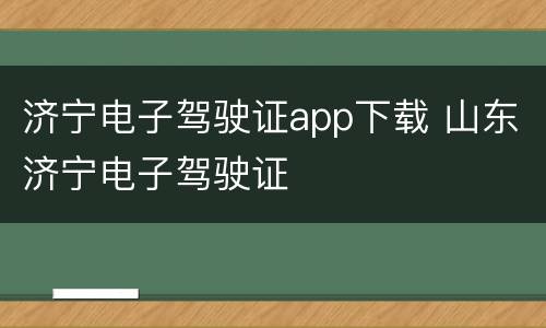 济宁电子驾驶证app下载 山东济宁电子驾驶证