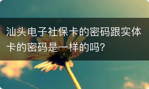 汕头电子社保卡的密码跟实体卡的密码是一样的吗？