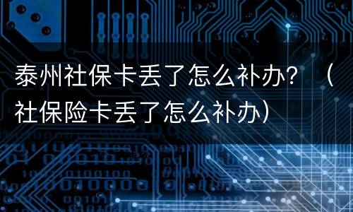 泰州社保卡丢了怎么补办？（社保险卡丢了怎么补办）