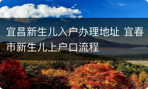 宜昌新生儿入户办理地址 宜春市新生儿上户口流程