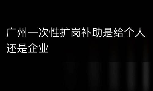 广州一次性扩岗补助是给个人还是企业