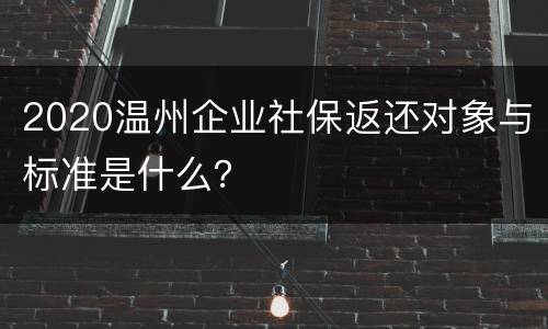 2020温州企业社保返还对象与标准是什么？