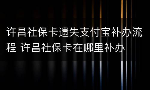 许昌社保卡遗失支付宝补办流程 许昌社保卡在哪里补办