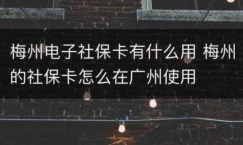 梅州电子社保卡有什么用 梅州的社保卡怎么在广州使用