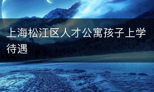 上海松江区人才公寓孩子上学待遇