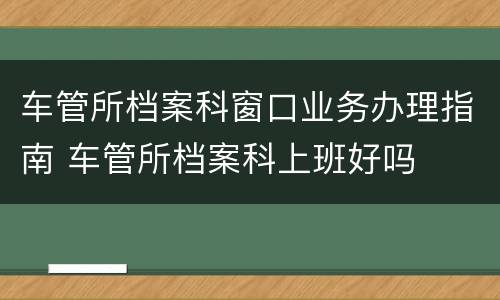 车管所档案科窗口业务办理指南 车管所档案科上班好吗