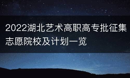 2022湖北艺术高职高专批征集志愿院校及计划一览