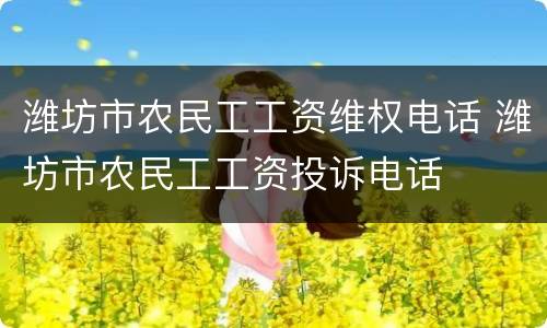 潍坊市农民工工资维权电话 潍坊市农民工工资投诉电话