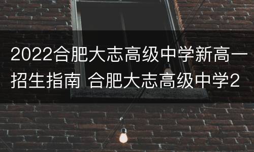 2022合肥大志高级中学新高一招生指南 合肥大志高级中学2020年高考成绩