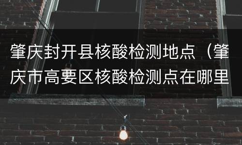 肇庆封开县核酸检测地点（肇庆市高要区核酸检测点在哪里）