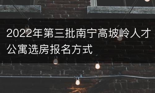 2022年第三批南宁高坡岭人才公寓选房报名方式