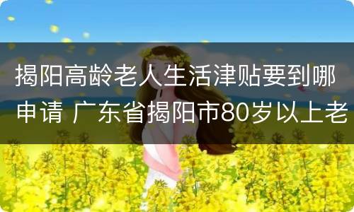 揭阳高龄老人生活津贴要到哪申请 广东省揭阳市80岁以上老人高龄津贴