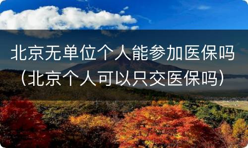 北京无单位个人能参加医保吗（北京个人可以只交医保吗）