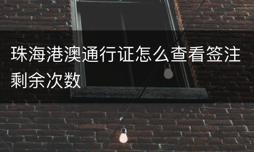 珠海港澳通行证怎么查看签注剩余次数