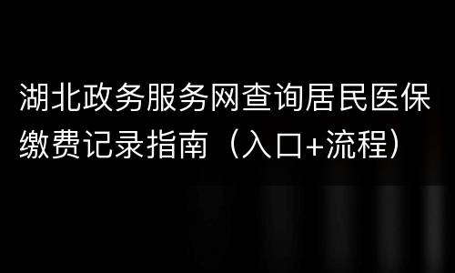 湖北政务服务网查询居民医保缴费记录指南（入口+流程）