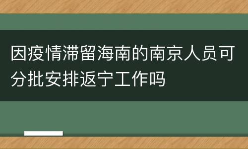 因疫情滞留海南的南京人员可分批安排返宁工作吗