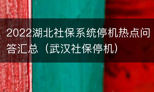 2022湖北社保系统停机热点问答汇总（武汉社保停机）