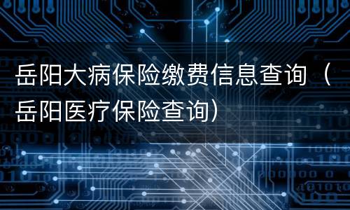 岳阳大病保险缴费信息查询（岳阳医疗保险查询）