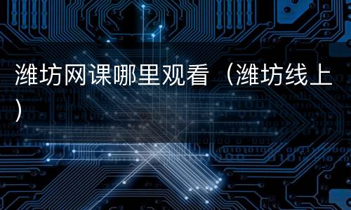 潍坊网课哪里观看（潍坊线上）