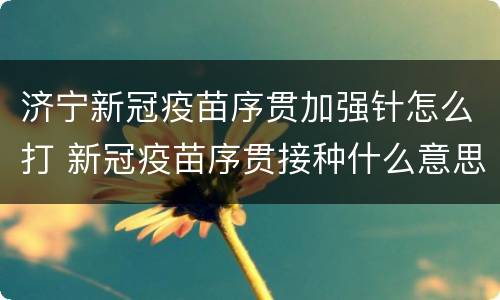 济宁新冠疫苗序贯加强针怎么打 新冠疫苗序贯接种什么意思