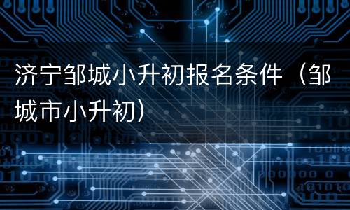 济宁邹城小升初报名条件（邹城市小升初）