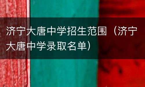济宁大唐中学招生范围（济宁大唐中学录取名单）