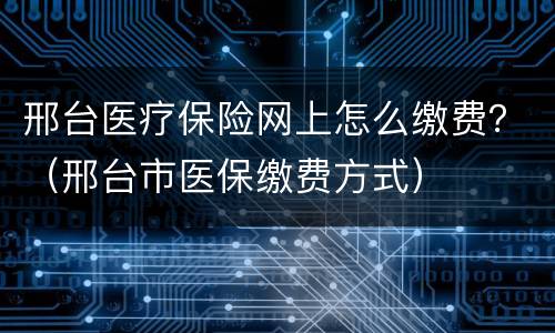 邢台医疗保险网上怎么缴费？（邢台市医保缴费方式）